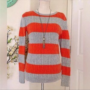 *Talbots wool blend cable crewneck sweater - petite XL - gray orange stripe